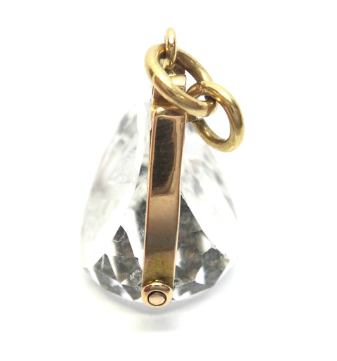 ANTIQUE 15ct Gold & Rock Crystal Intaglio Spinner Fob Pendant c.1870