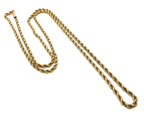 ANTIQUE 15ct Yellow Gold Rope Twist Necklace c.1900