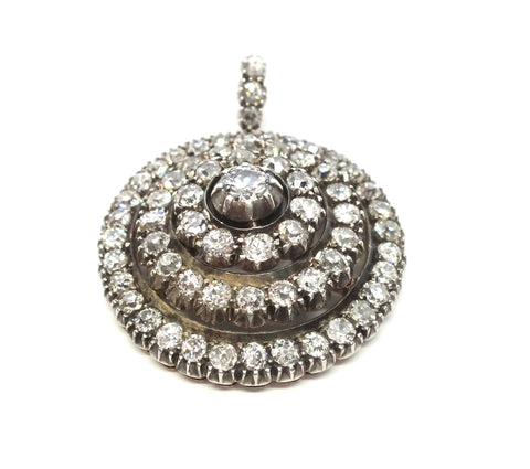 ANTIQUE 18ct Gold, Silver & Diamond Target Pendant/Brooch c.1880 - VAL $22,000