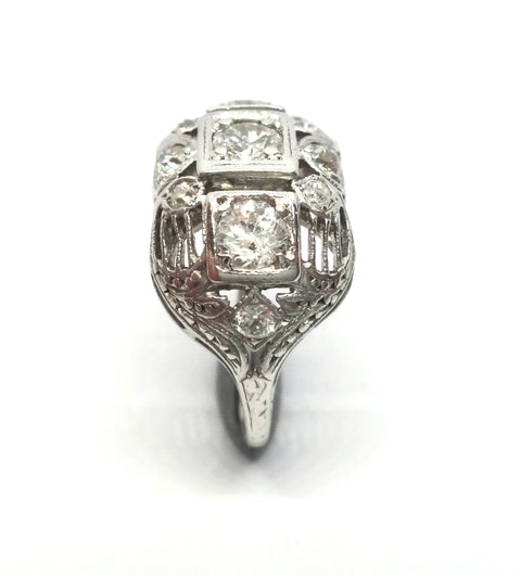 ART DECO Platinum & Diamond Domed Ring - VAL $6,200
