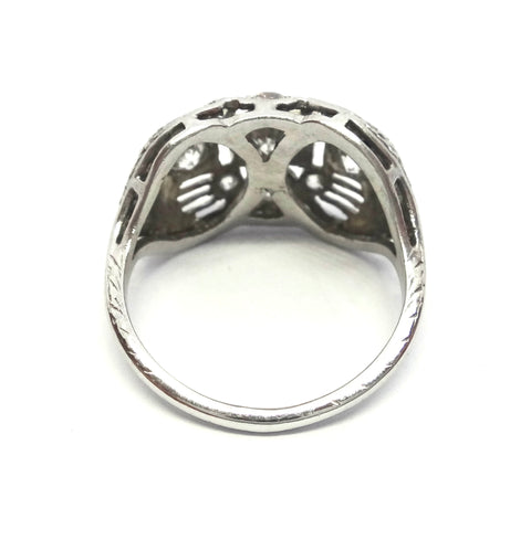 ART DECO Platinum & Diamond Domed Ring - VAL $6,200