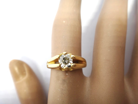ANTIQUE 18ct Yellow Gold & Diamond Gypsy Ring, London 1896 - VAL $5,600