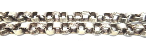 ANTIQUE Silver Engraved Blecher Link Necklace c.1900