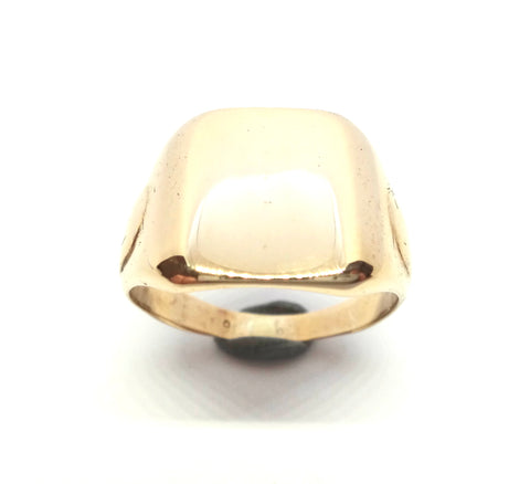 Mid Century 9ct Yellow Gold Square Signet Ring c.1950