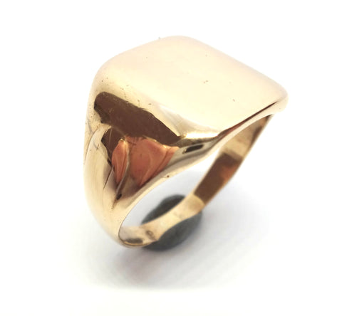 Mid Century 9ct Yellow Gold Square Signet Ring c.1950