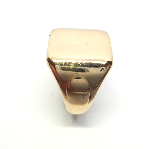 Mid Century 9ct Yellow Gold Square Signet Ring c.1950