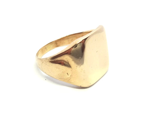 Mid Century 9ct Yellow Gold Square Signet Ring c.1950