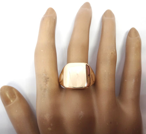 Mid Century 9ct Yellow Gold Square Signet Ring c.1950