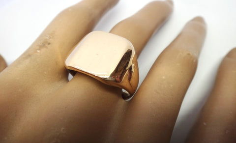 Mid Century 9ct Yellow Gold Square Signet Ring c.1950