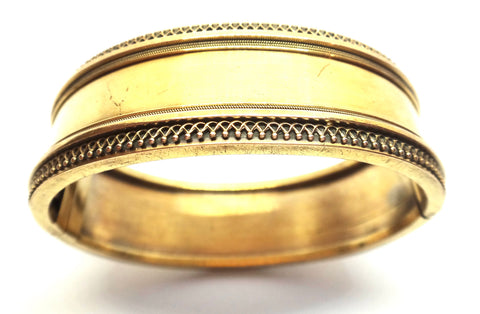 Etruscan Revival 15ct GOLD Hinged Bangle c.1870