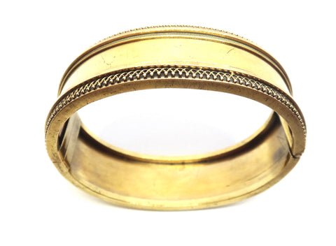 Etruscan Revival 15ct GOLD Hinged Bangle c.1870