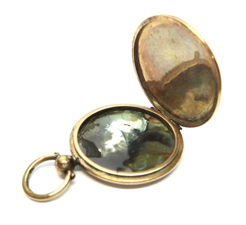 VICTORIAN 9ct Gold & Enamel Mourning Locket Pendant c.1862