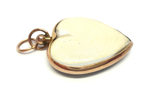 ANTIQUE 9ct Rose Gold Double Sided Heart Shaped Locket Pendant - Chester 1901