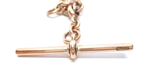 ANTIQUE 9ct Rose Gold Albert Fob Chain Necklace c.1900