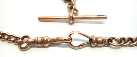 ANTIQUE 9ct Rose Gold Albert Fob Chain Necklace c.1900