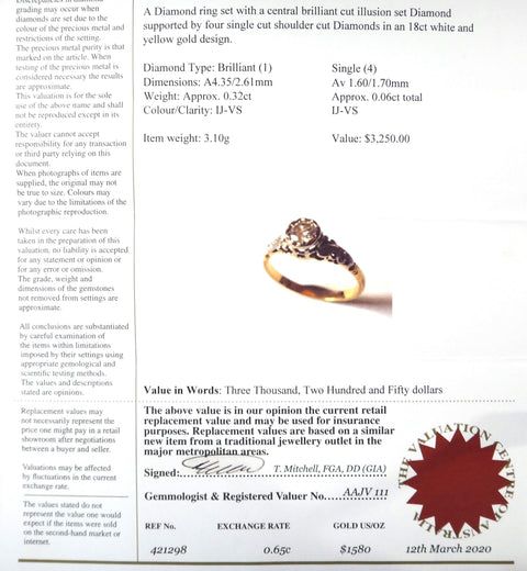 1940s 18ct Gold,Platinum & Diamond Ring - VAL $3,250