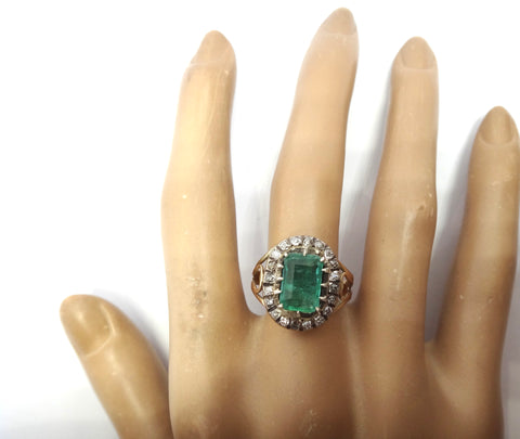 GEORGIAN 15ct Gold, EMERALD & Diamond Ring c.1800 - VAL $12,000