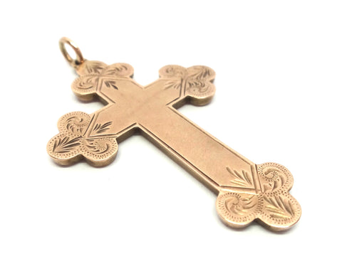 ANTIQUE 9ct Gold Ornate Cross Pendant - Willis of Melbourne