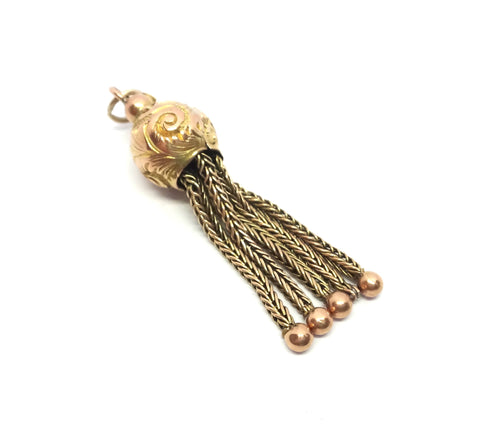 ANTIQUE 9ct Gold Tassel Pendant c.1900