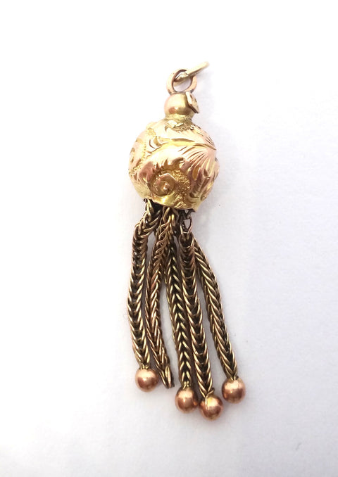 ANTIQUE 9ct Gold Tassel Pendant c.1900