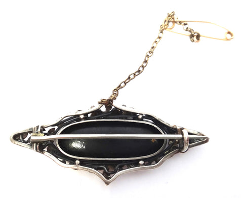 Australian Arts & Craft Gold, Silver & Black OPAL Brooch - attrib. Rhoda Wager