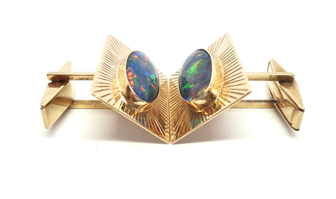 1970s 9ct Yellow Gold & OPAL Cufflinks