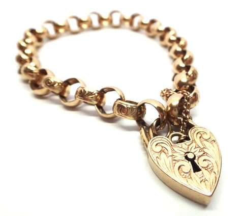 ANTIQUE 9ct Rose GOLD Belcher Link Bracelet c.1920