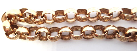 ANTIQUE 9ct Rose GOLD Belcher Link Bracelet c.1920