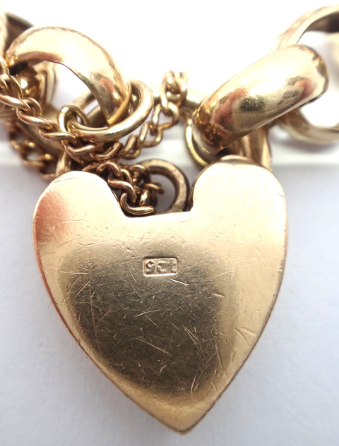 ANTIQUE 9ct Rose GOLD Belcher Link Bracelet c.1920
