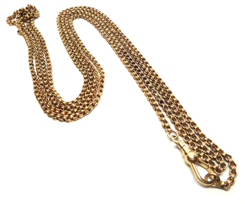 ANTIQUE 9ct Yellow Gold Muff/Guard Chain Necklace c.1880