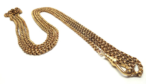 ANTIQUE 9ct Yellow Gold Muff/Guard Chain Necklace c.1880