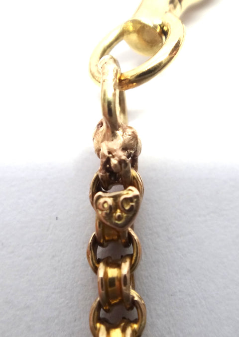 ANTIQUE 9ct Yellow Gold Muff/Guard Chain Necklace c.1880