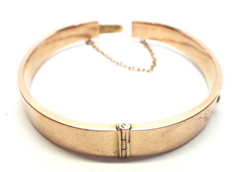 Australian ANTIQUE 9ct Rose Gold, Ruby & Diamond Hinged Bangle c.1915
