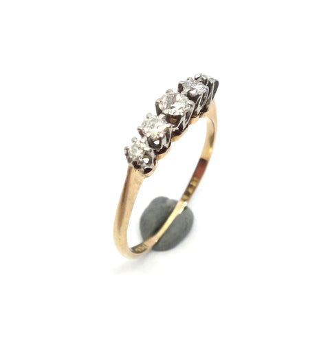 ANTIQUE 18ct Gold & 5 Stone Diamond Ring c.1940