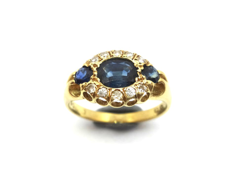 ANTIQUE 18ct Yellow Gold, SAPPHIRE & Diamond Ring - London 1921