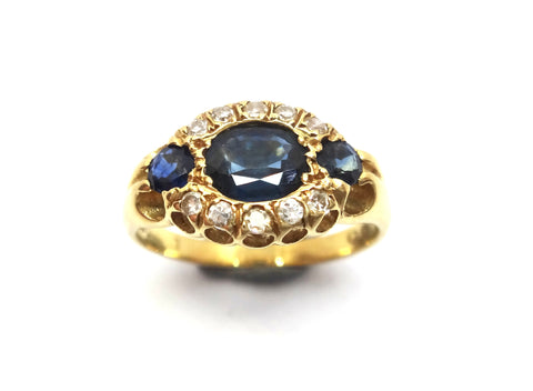 ANTIQUE 18ct Yellow Gold, SAPPHIRE & Diamond Ring - London 1921