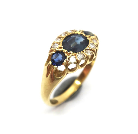 ANTIQUE 18ct Yellow Gold, SAPPHIRE & Diamond Ring - London 1921