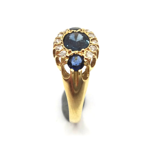 ANTIQUE 18ct Yellow Gold, SAPPHIRE & Diamond Ring - London 1921