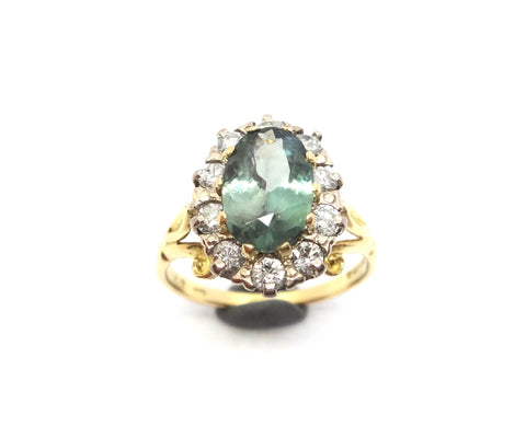 RARE Antique Style 18ct Yellow Gold, NATURAL ALEXANDRITE & Diamond Ring - VAL $23,000