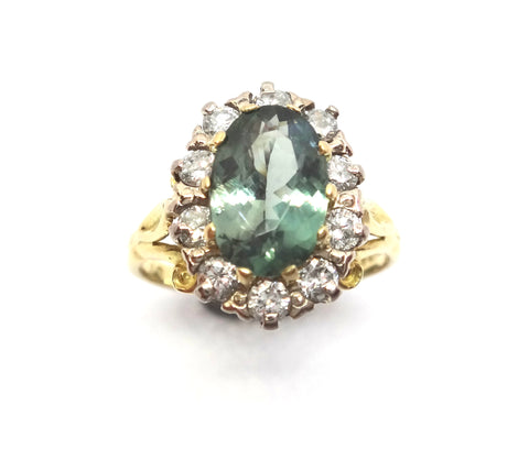 RARE Antique Style 18ct Yellow Gold, NATURAL ALEXANDRITE & Diamond Ring - VAL $23,000