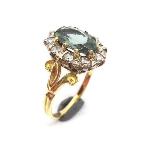 RARE Antique Style 18ct Yellow Gold, NATURAL ALEXANDRITE & Diamond Ring - VAL $23,000