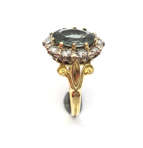 RARE Antique Style 18ct Yellow Gold, NATURAL ALEXANDRITE & Diamond Ring - VAL $23,000