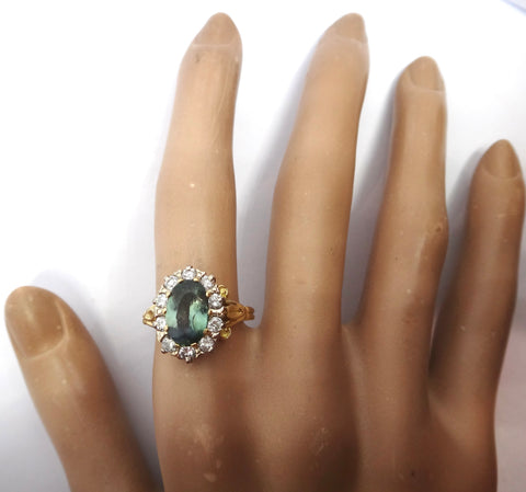 RARE Antique Style 18ct Yellow Gold, NATURAL ALEXANDRITE & Diamond Ring - VAL $23,000