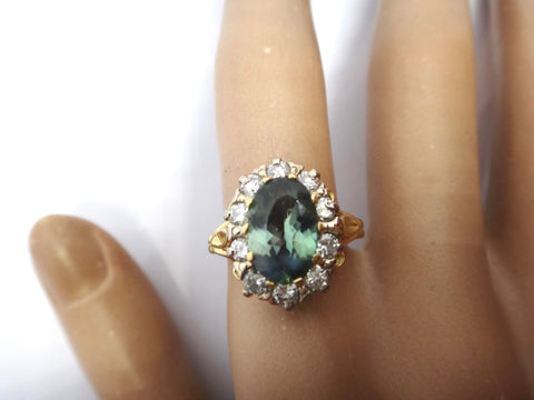 RARE Antique Style 18ct Yellow Gold, NATURAL ALEXANDRITE & Diamond Ring - VAL $23,000