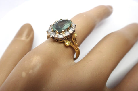 RARE Antique Style 18ct Yellow Gold, NATURAL ALEXANDRITE & Diamond Ring - VAL $23,000