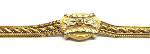 ANTIQUE 9ct Yellow GOLD Albertina Fob Bracelet with Tassel Drop c.1880