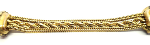 ANTIQUE 9ct Yellow GOLD Albertina Fob Bracelet with Tassel Drop c.1880