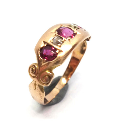 Australian Antique 15ct Gold, Garnet & Diamond Ring - Aronson & Co