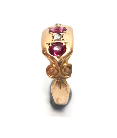 Australian Antique 15ct Gold, Garnet & Diamond Ring - Aronson & Co