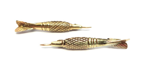 Pair of Antique 9ct Yellow Gold DART Brooches c.1900